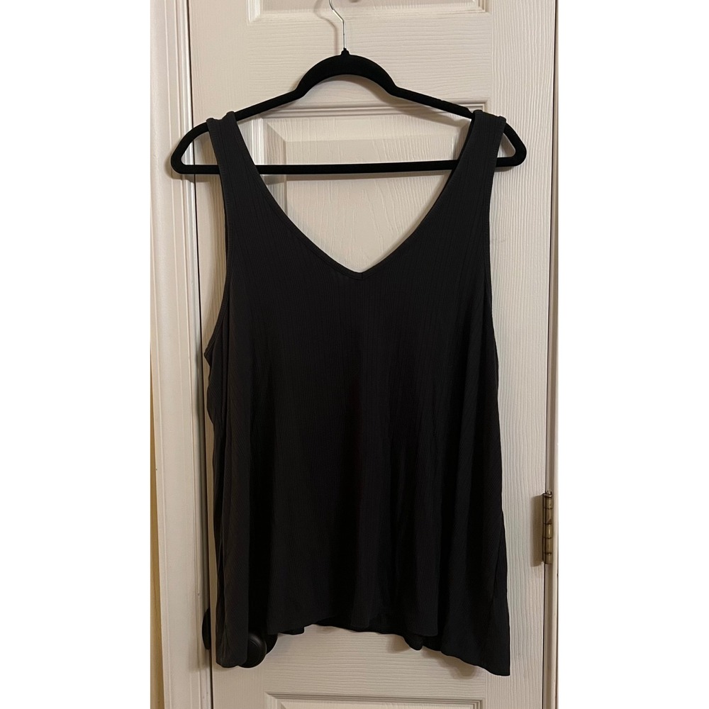 Old Navy Luxe Gray Ribbed V-Neck Tank Top Sleeveless Shirt XL